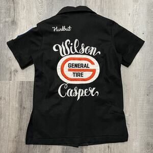 VTG 60s Nat Nast Chainstitch Bowling Shirt Black Wilson Casper Rockabilly XS 32